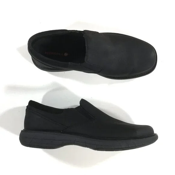 Merrell World Vue Moc Slip On Shoes Mens Size 11 Black Leather J94005 - Picture 1 of 9